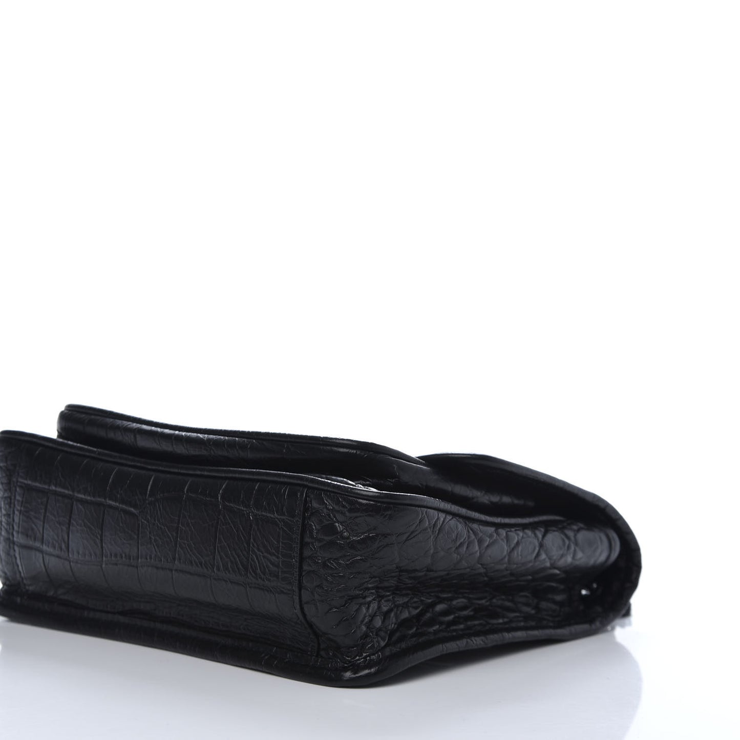 Calfskin Crocodile Embossed Matelasse Monogram Baby Niki Chain Satchel Black