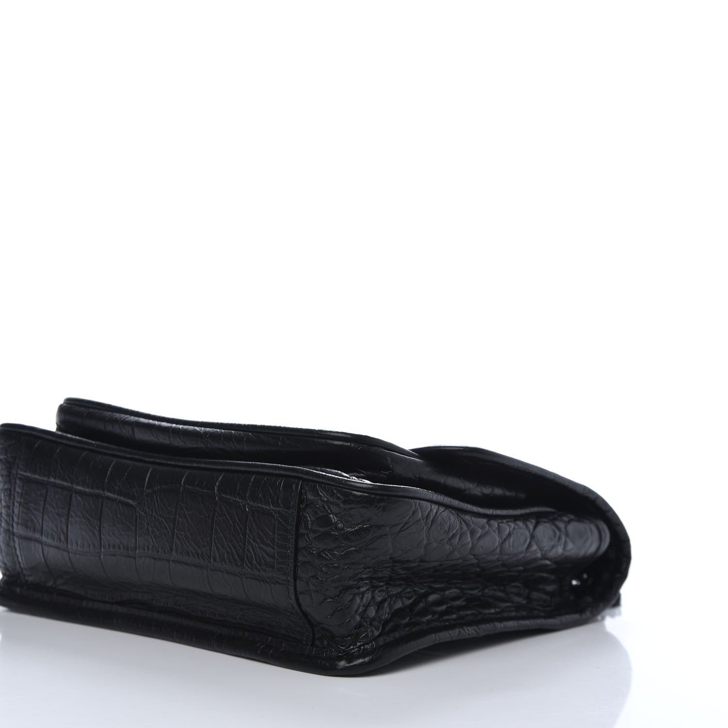 Saint Laurent Calfskin Crocodile Embossed Matelasse Monogram Baby Niki Chain Satchel Black 7 of 10