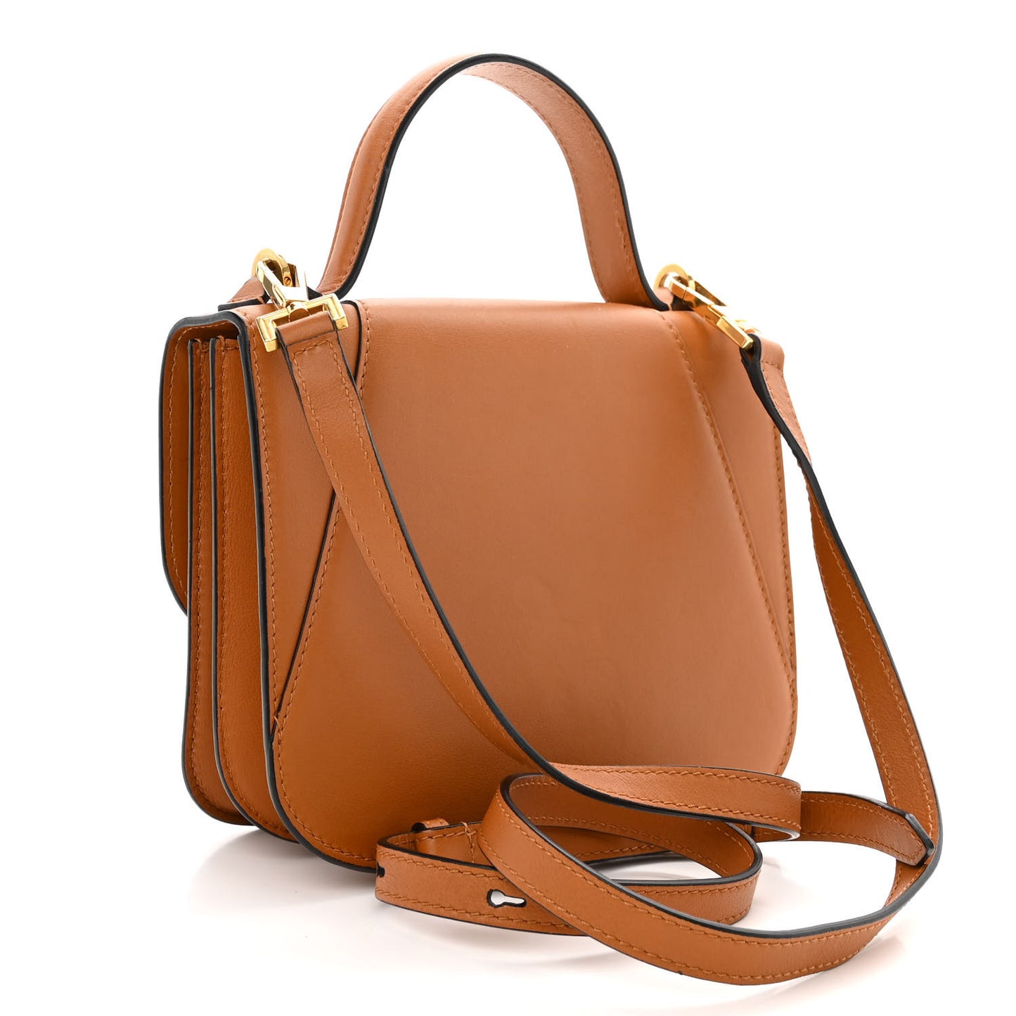Vitello Barocco Virtus Small Top Handle Shoulder Bag Brown