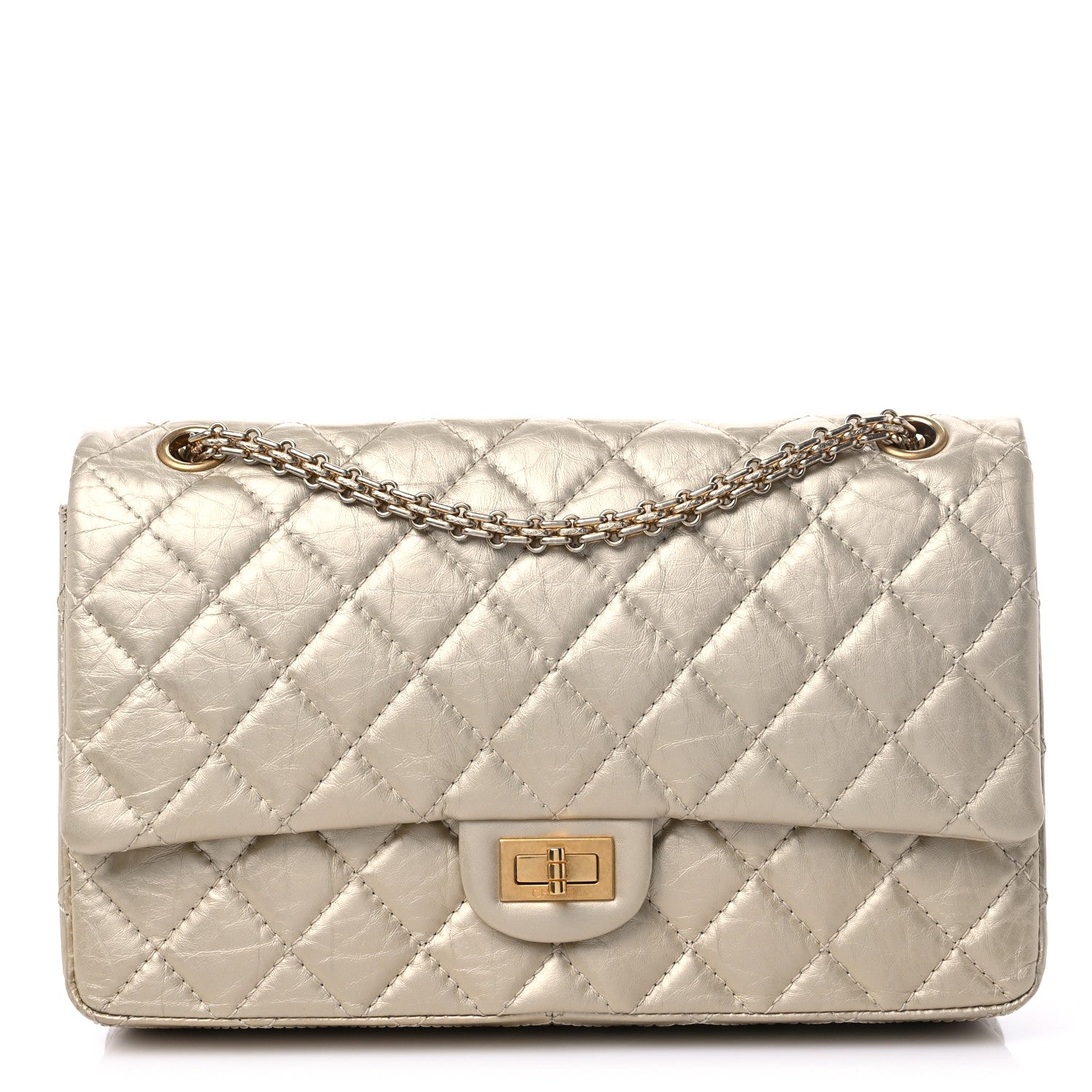 Chanel Metallic Aged Calfskin Quilted 2.55 Reissue 226 Flap Pale Gold 1 of 10