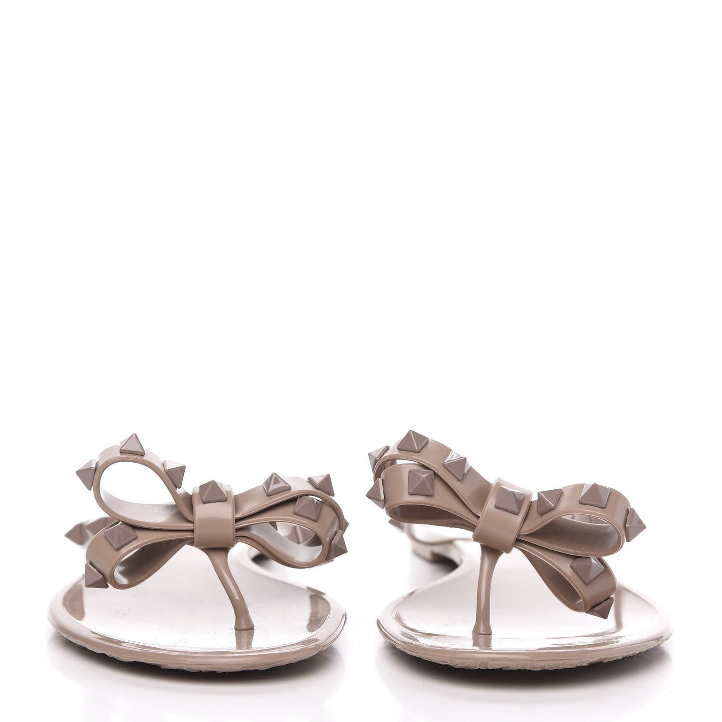PVC Jelly Rockstud Bow Thong Sandals 39 Poudre