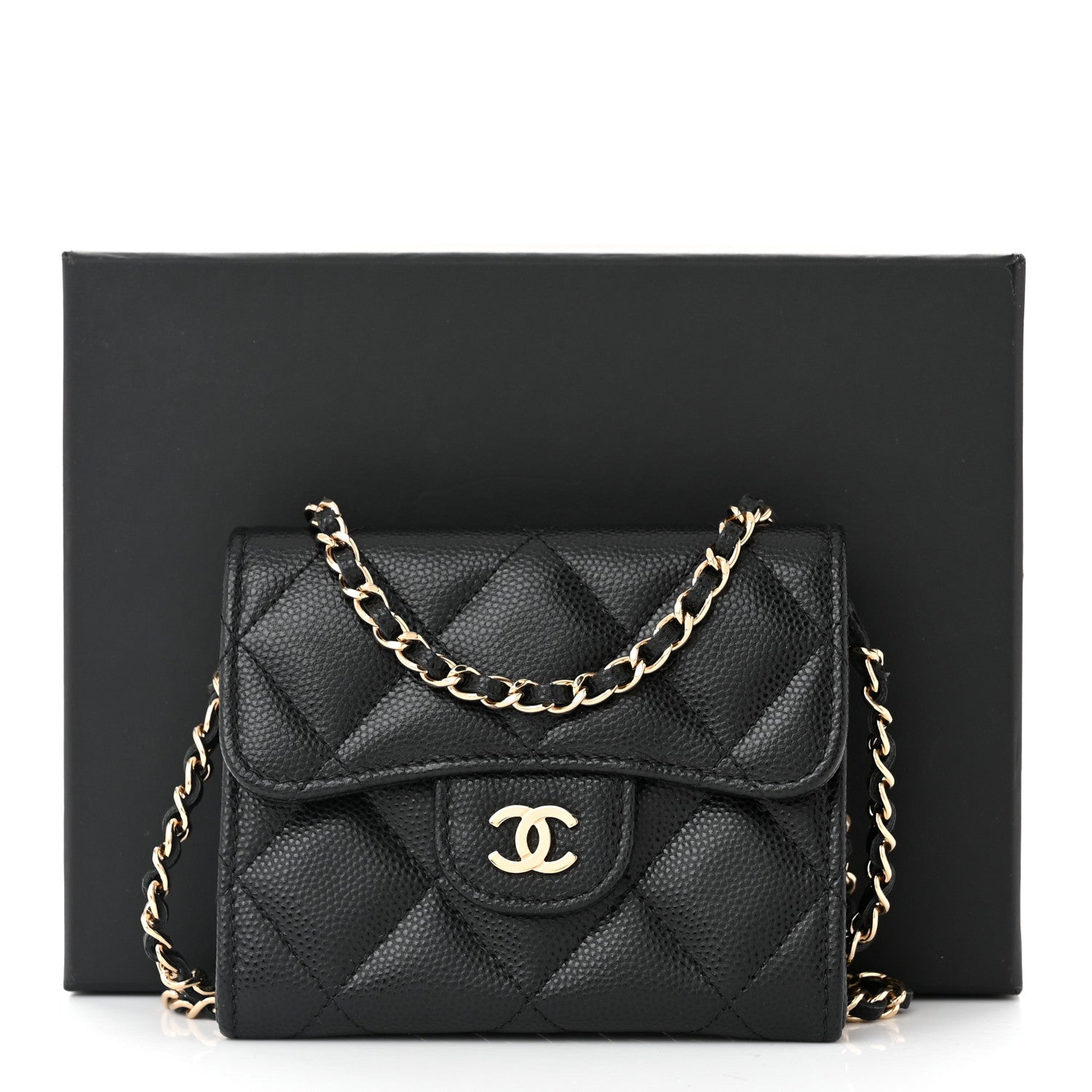 Chanel Caviar Quilted Flap Card Holder On Chain Black 13 of 13