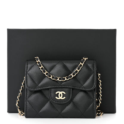 Chanel Caviar Quilted Flap Card Holder On Chain Black 13 of 13