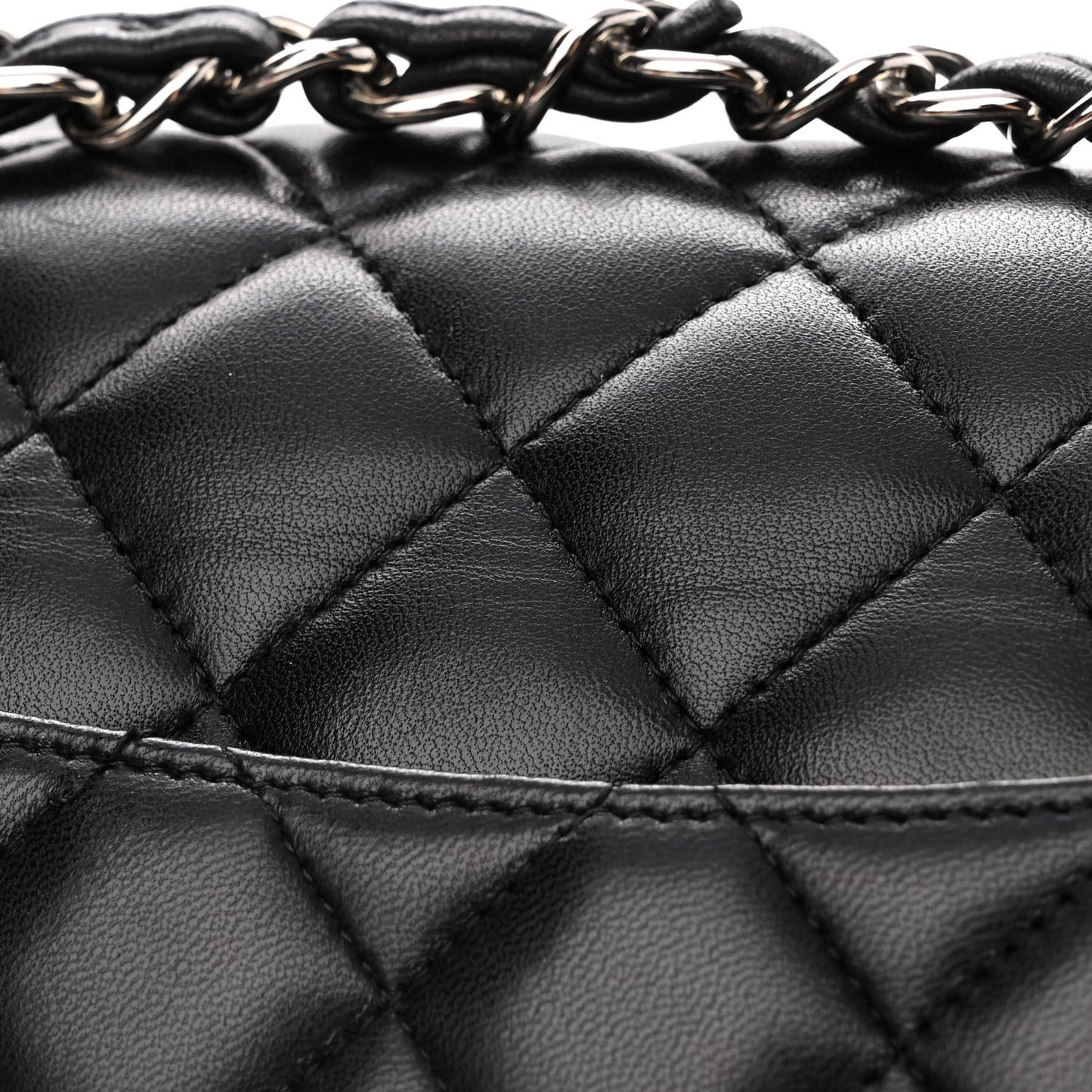 Lambskin Quilted Jumbo Double Flap Black