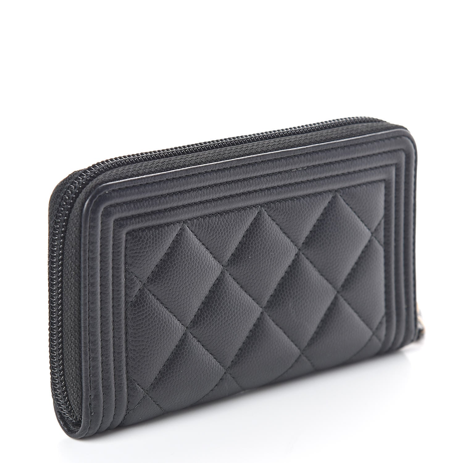 Chanel Caviar Quilted Small Boy Zip Around Wallet Black 3 of 12