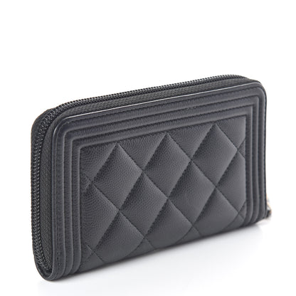 Chanel Caviar Quilted Small Boy Zip Around Wallet Black 3 of 12