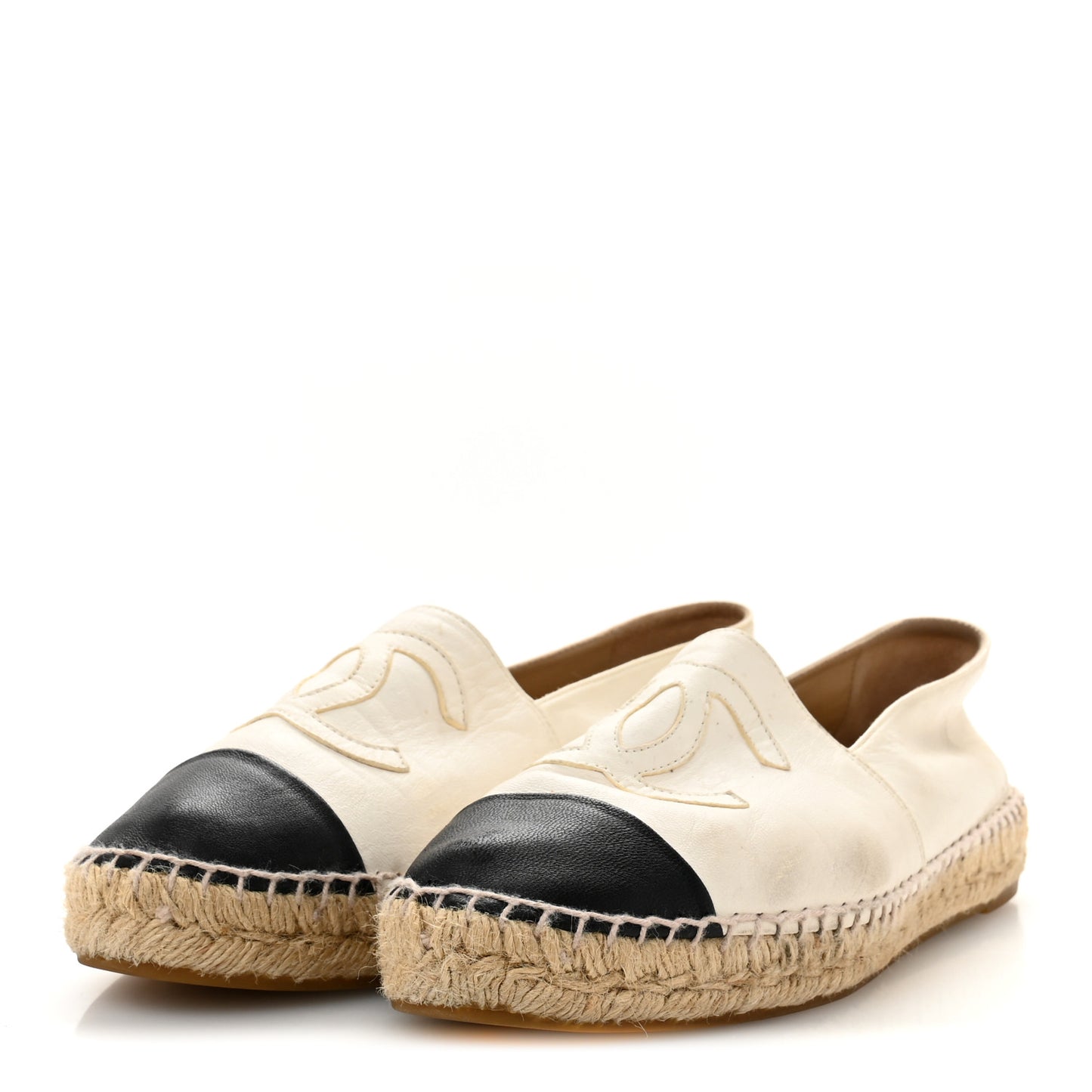 Lambskin CC Espadrilles 38 White Black