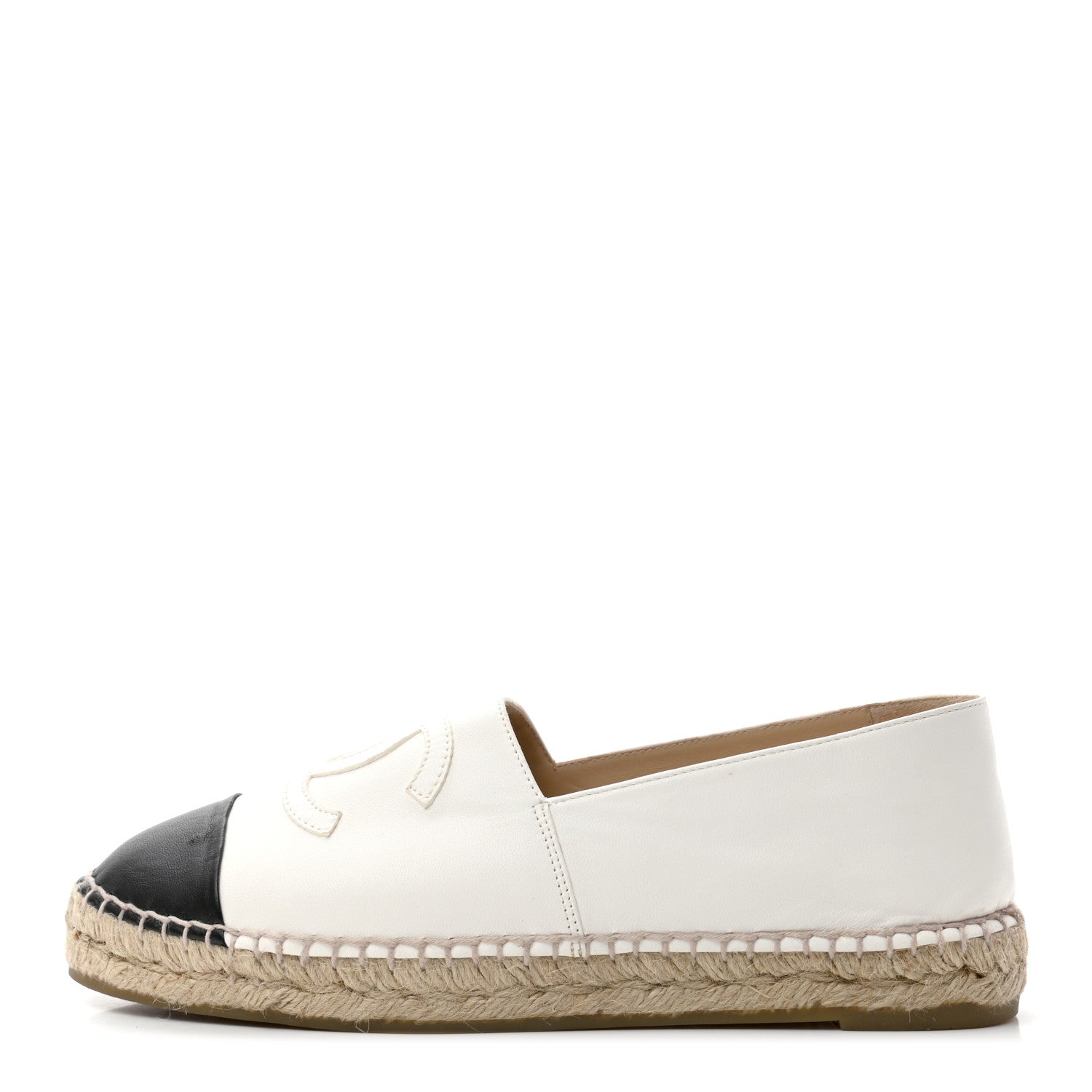 Chanel Lambskin CC Espadrilles 39 White Black 1 of 9