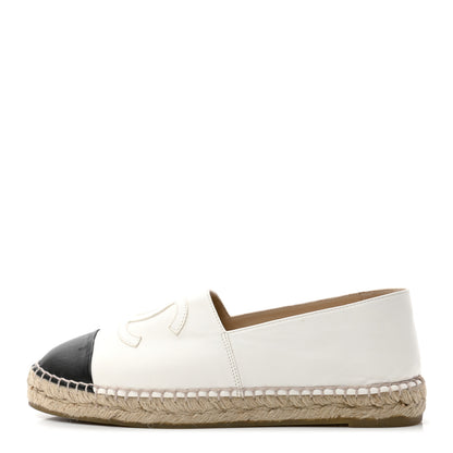 Chanel Lambskin CC Espadrilles 39 White Black 1 of 9