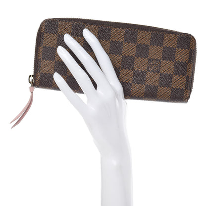 Louis Vuitton Damier Ebene Clemence Wallet Rose Ballerine 2 of 9