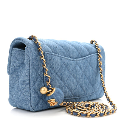 Chanel Denim Quilted Mini Pearl Crush Rectangular Flap Blue 3 of 11