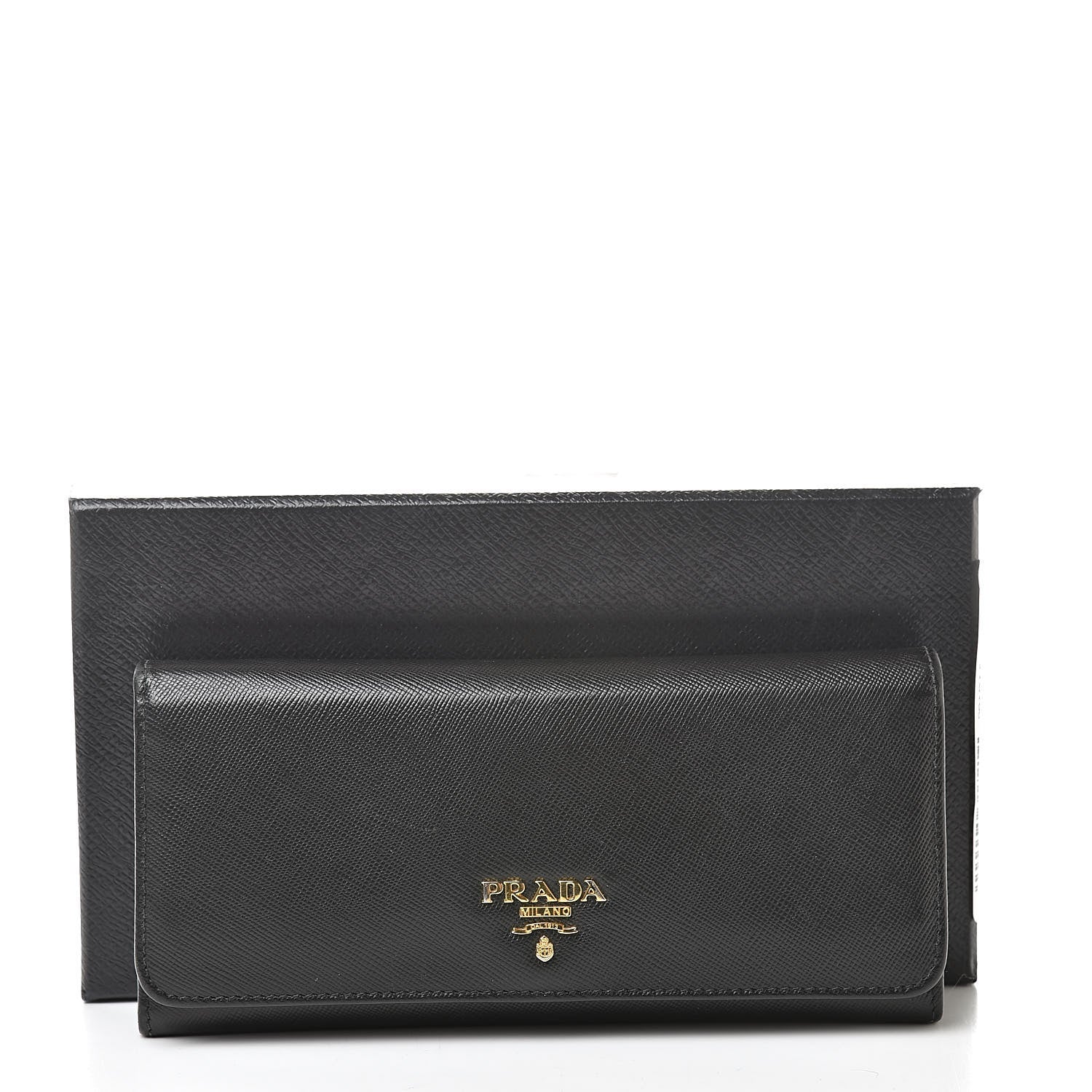 Prada Saffiano Continental Flap Wallet Black 10 of 10