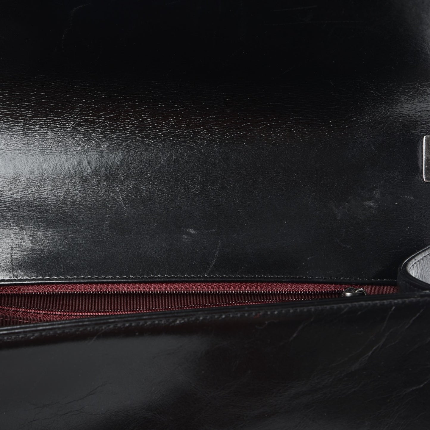 Glazed Calfskin Quilted New Medium Boy Chained Flap Black