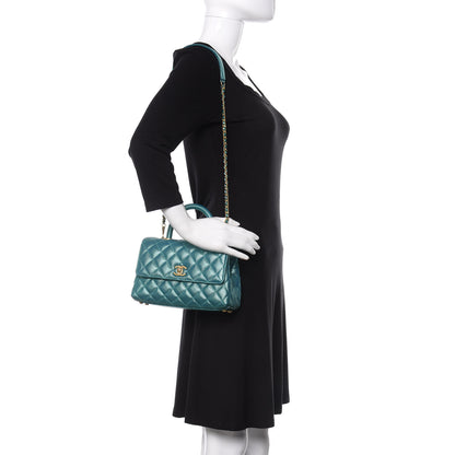 Chanel Metallic Caviar Quilted Mini Coco Handle Flap Blue 2 of 10