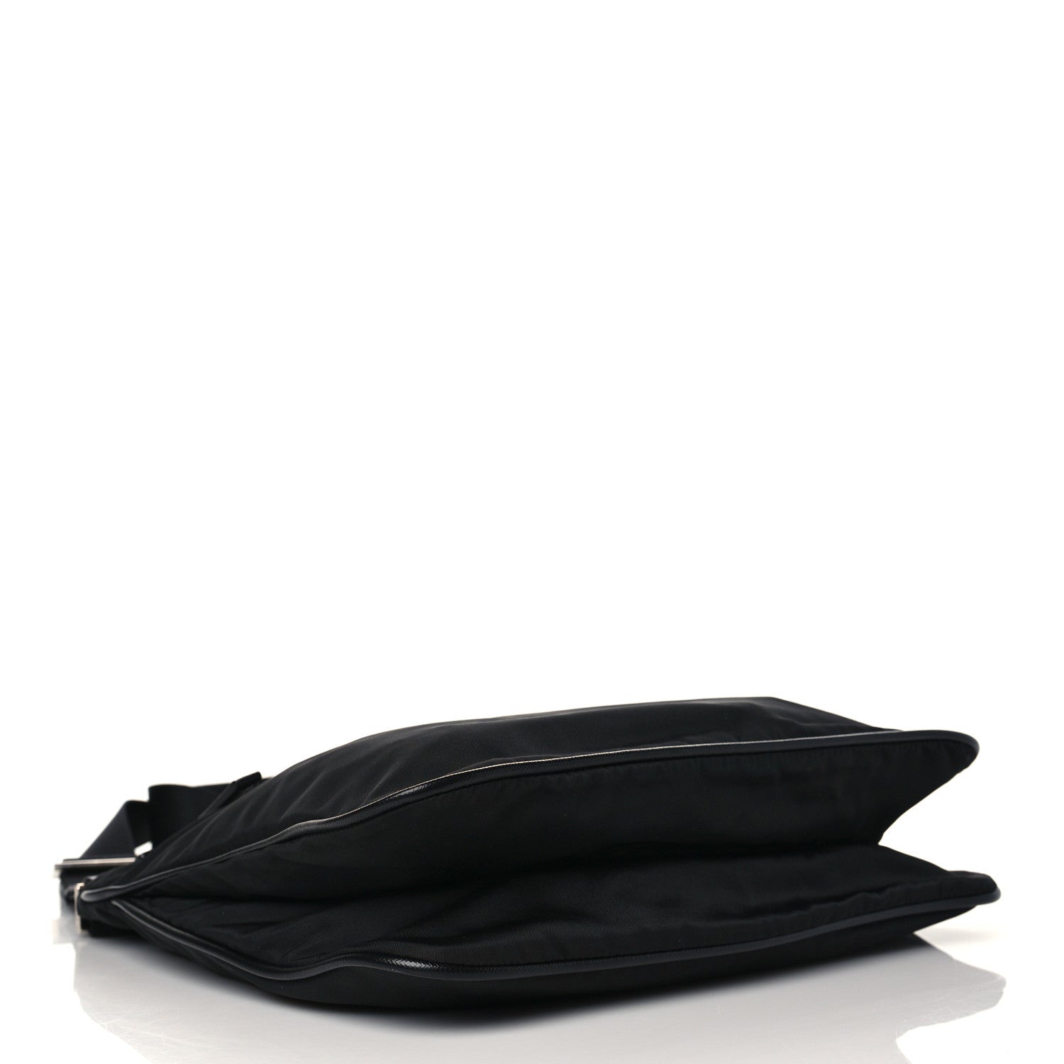Prada Tessuto Nylon Saffiano Flat Messenger Bag Black 3 of 9