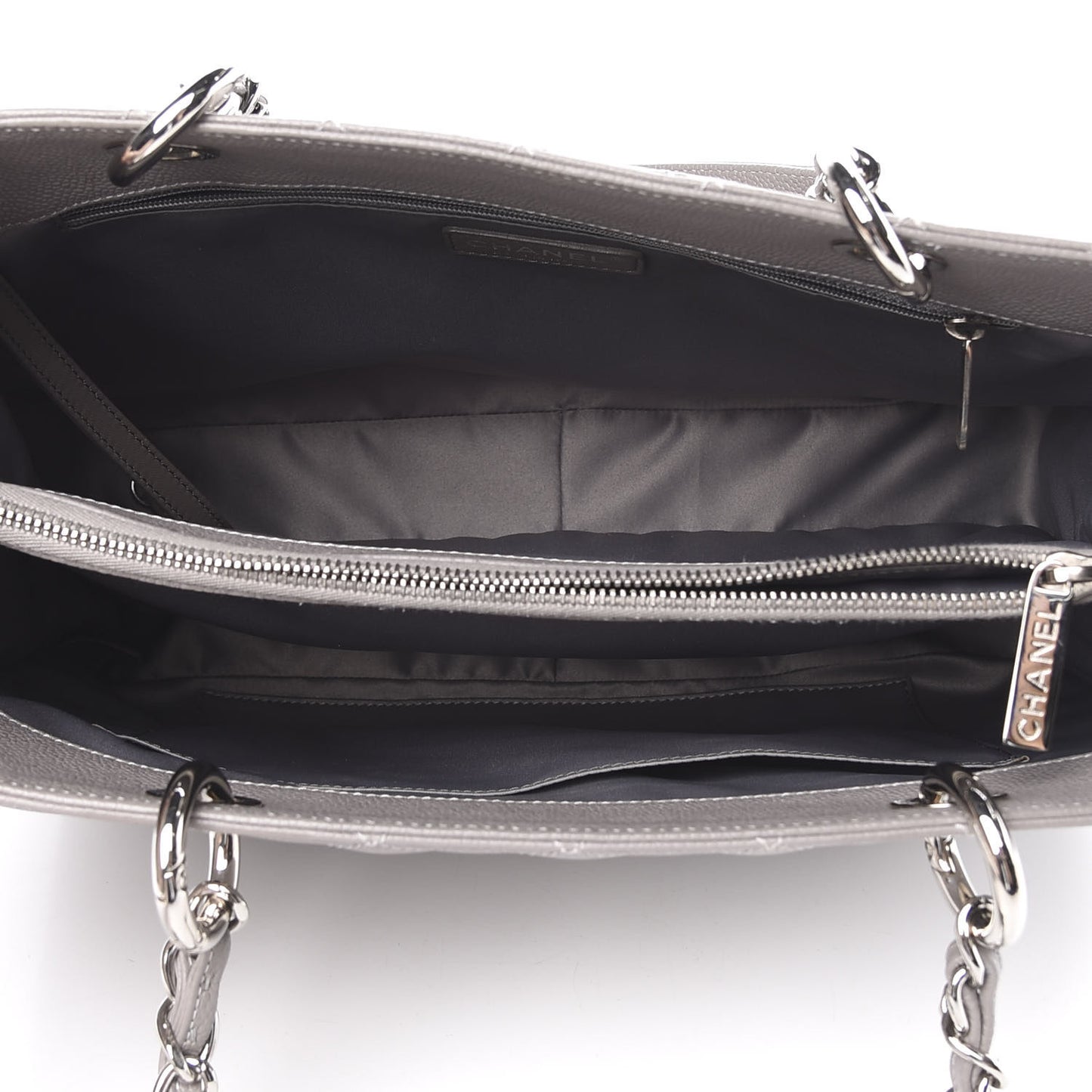 Caviar Quilted Grand Shopping Tote GST Light Grey