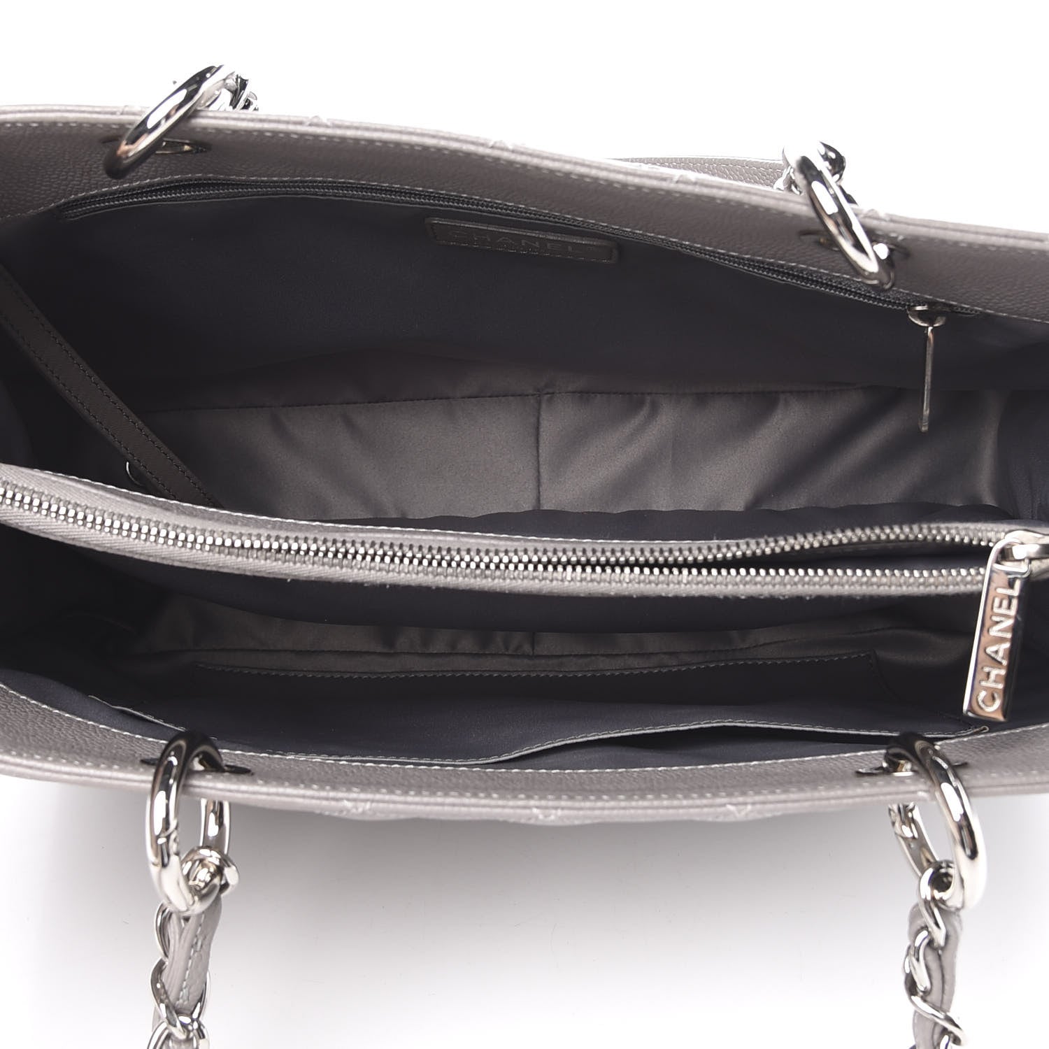 Chanel Caviar Quilted Grand Shopping Tote GST Light Grey 4 of 11