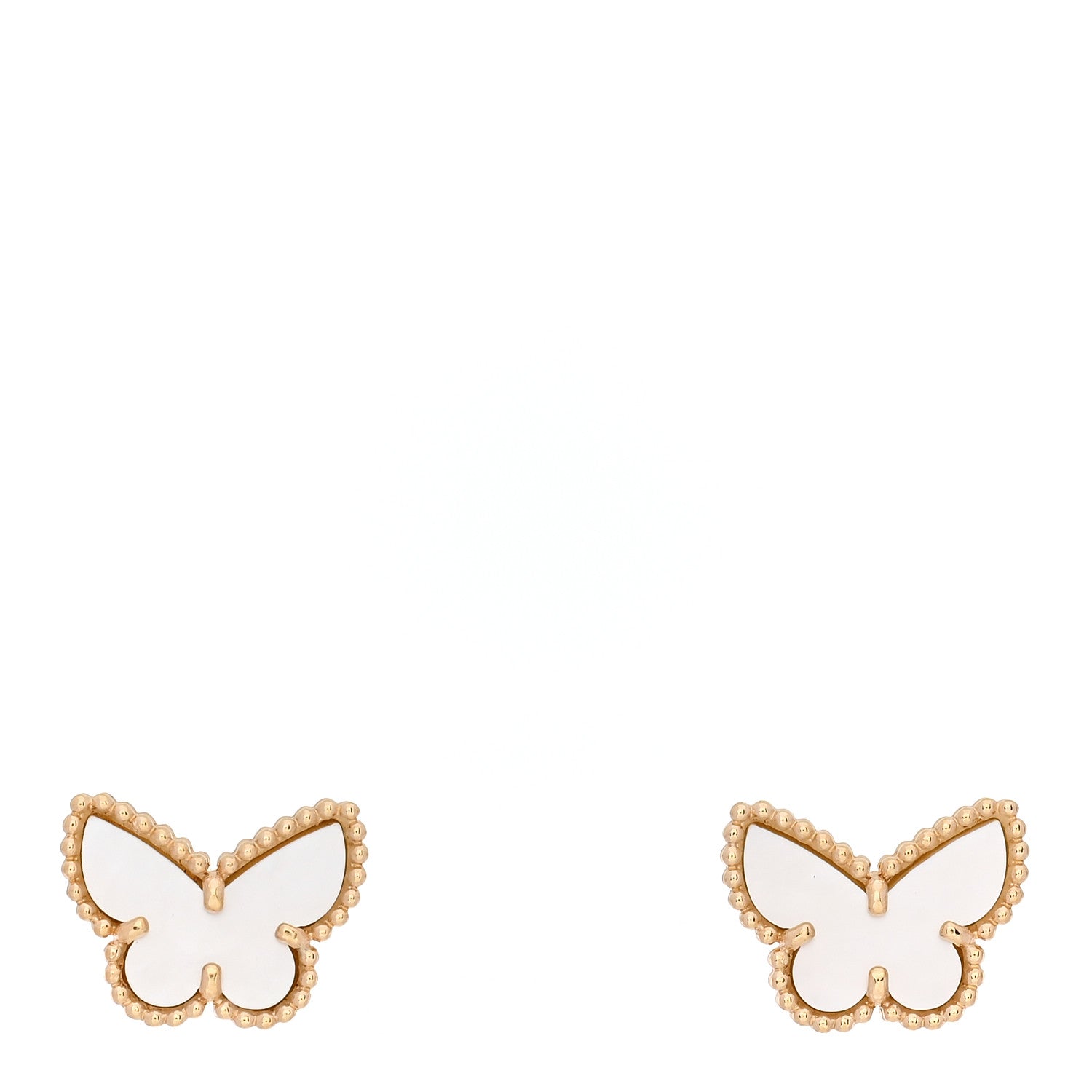 Van Cleef & Arpels 18K Yellow Gold Mother of Pearl Sweet Alhambra Butterfly Earrings 1 of 4