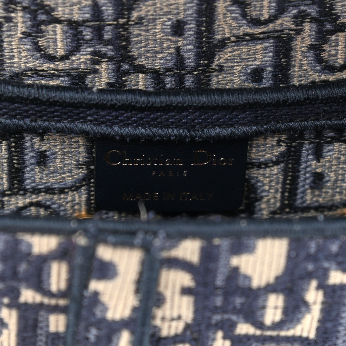 Oblique Embroidered Saddle Bag Blue
