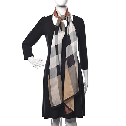 Burberry Silk Giant Check Scarf Camel 2 of 4