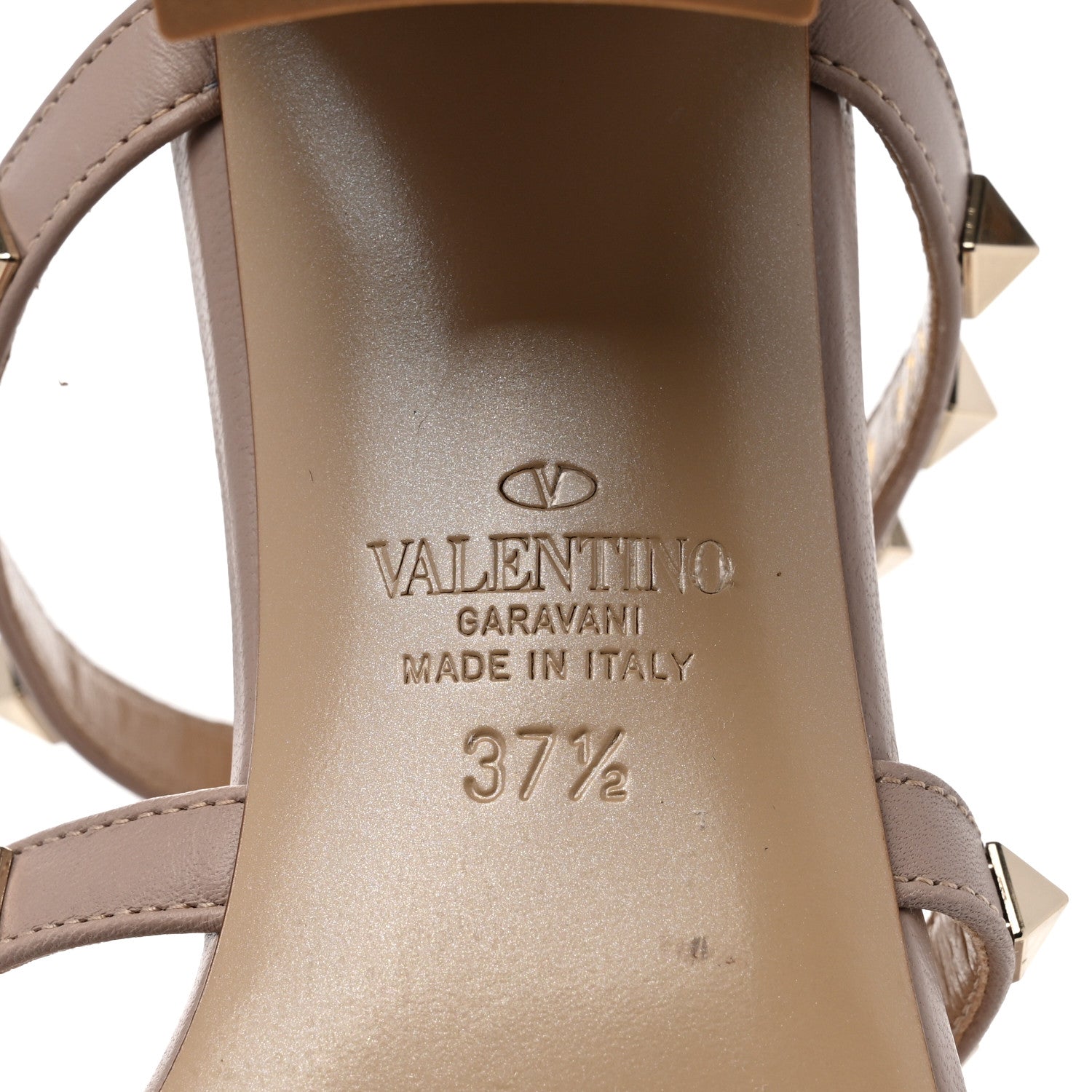 Valentino Garavani Calfskin Rockstud 60mm Caged Slide Sandals 37.5 Poudre 8 of 8