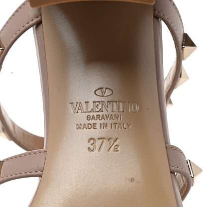 Valentino Garavani Calfskin Rockstud 60mm Caged Slide Sandals 37.5 Poudre 8 of 8