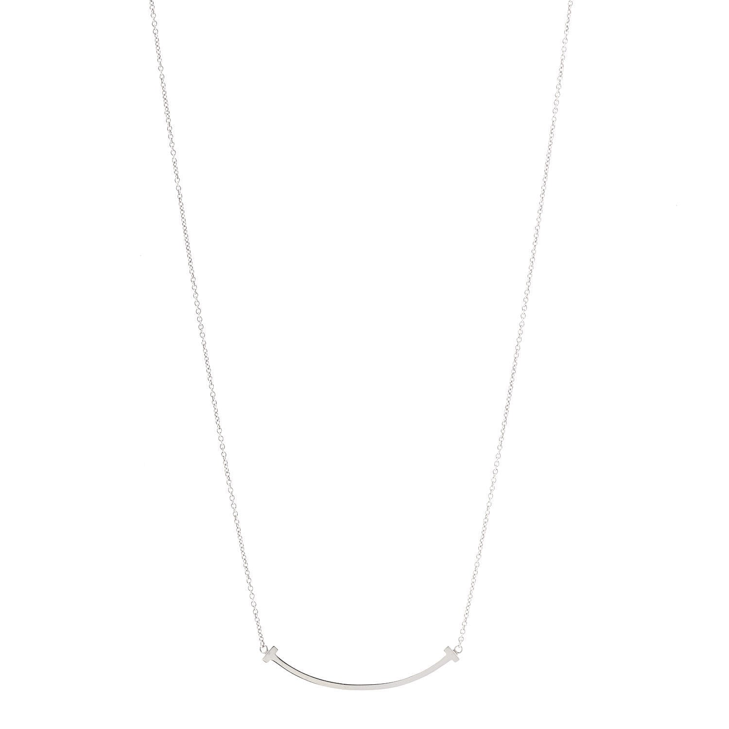 Tiffany Sterling Silver Small T Smile Pendant Necklace 1 of 5