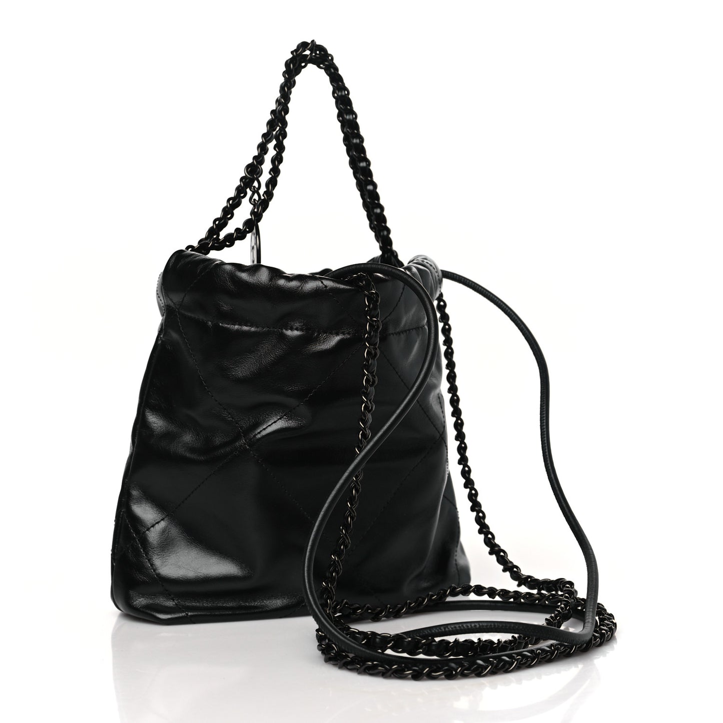 Shiny Calfskin Quilted Mini Chanel 22 So Black
