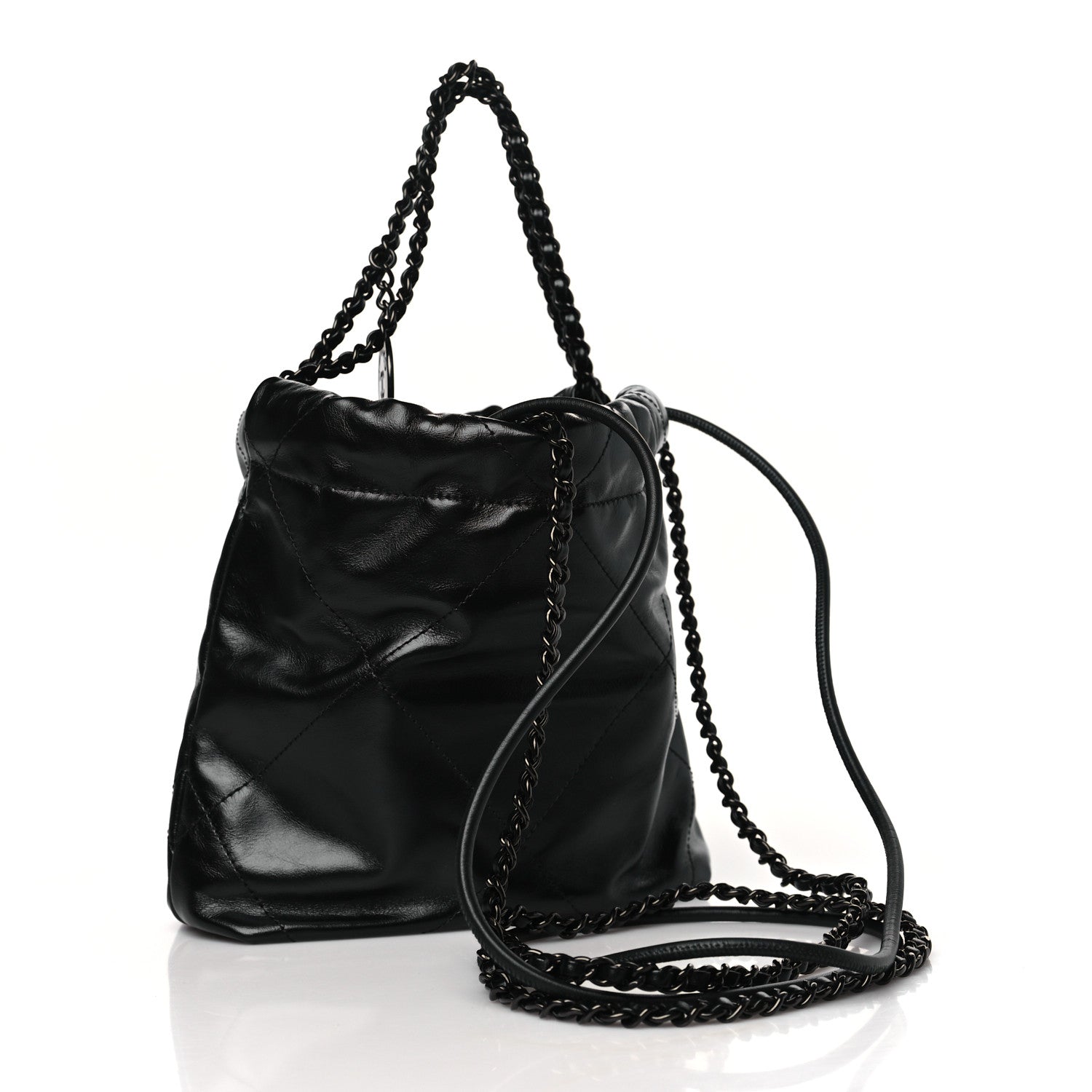 Chanel Shiny Calfskin Quilted Mini Chanel 22 So Black 3 of 10