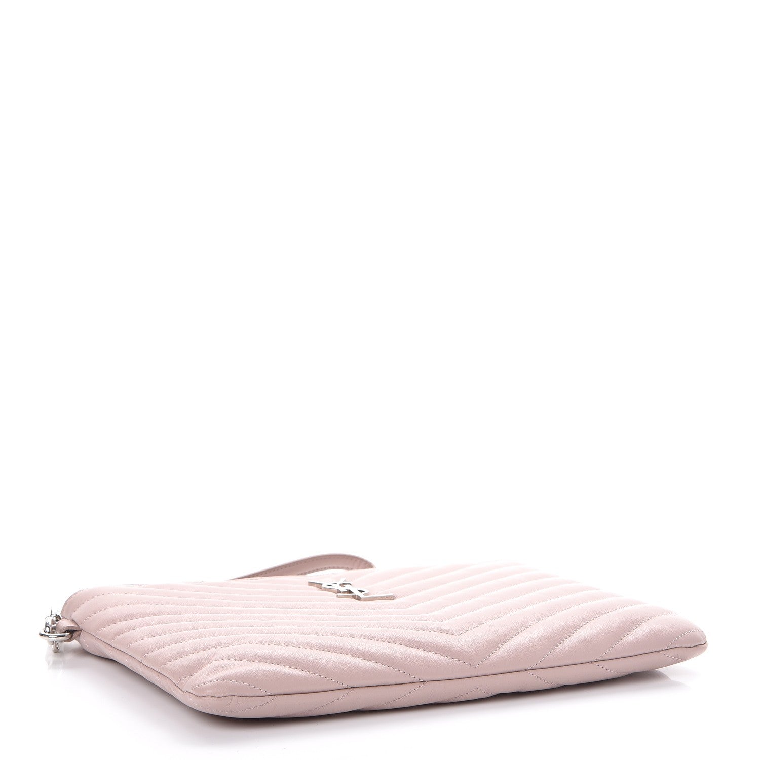 Saint Laurent Calfskin Matelasse Chevron Monogram A5 Wristlet Rose Poudre 4 of 8