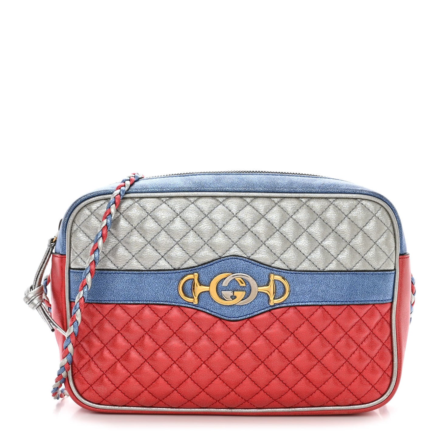 Laminated Nappa Trapuntata Small Zumi Shoulder Bag Rosso Marine Argento