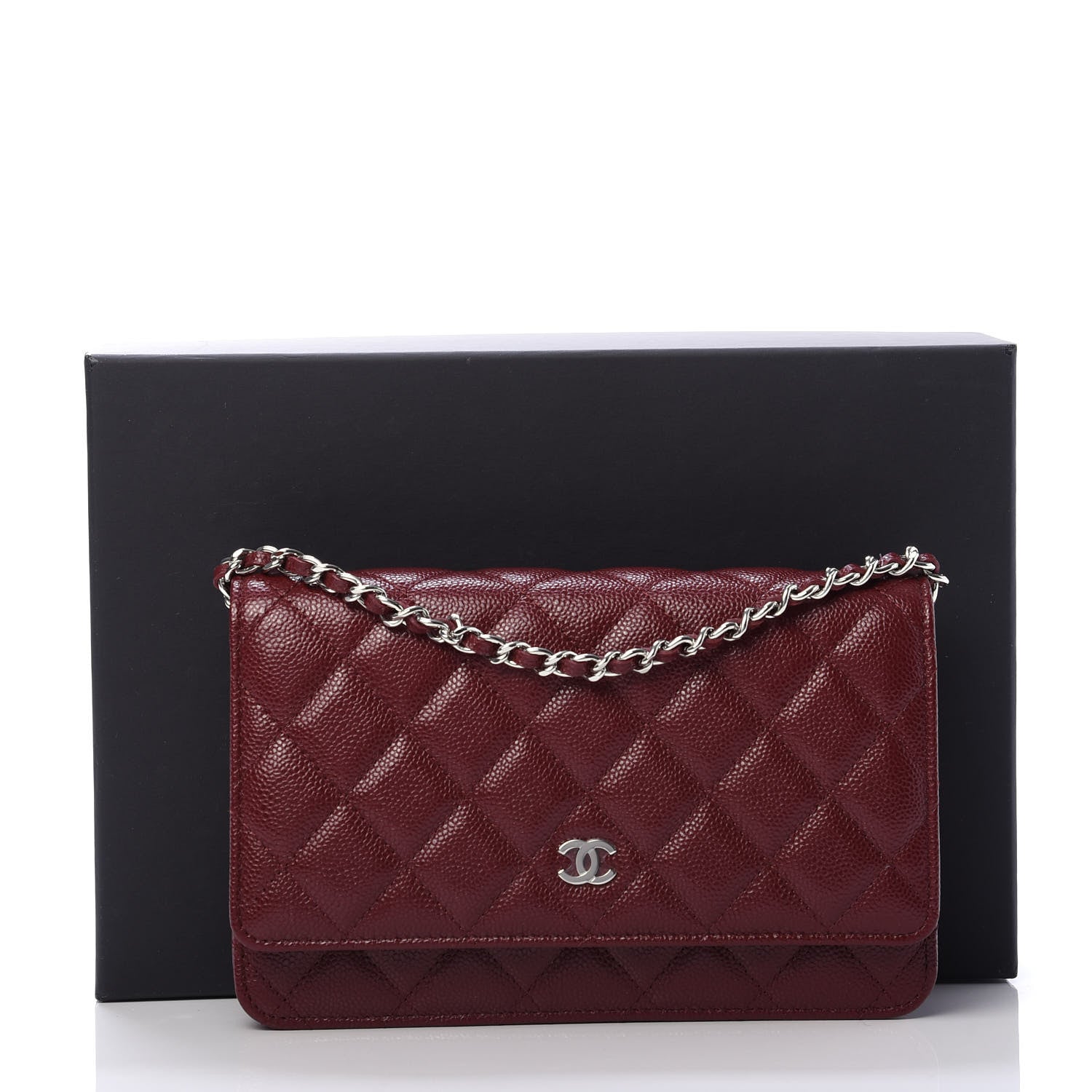 Chanel Caviar Quilted Wallet On Chain WOC Dark Red 12 of 12