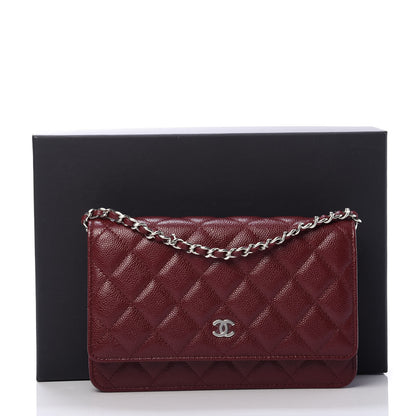 Chanel Caviar Quilted Wallet On Chain WOC Dark Red 12 of 12