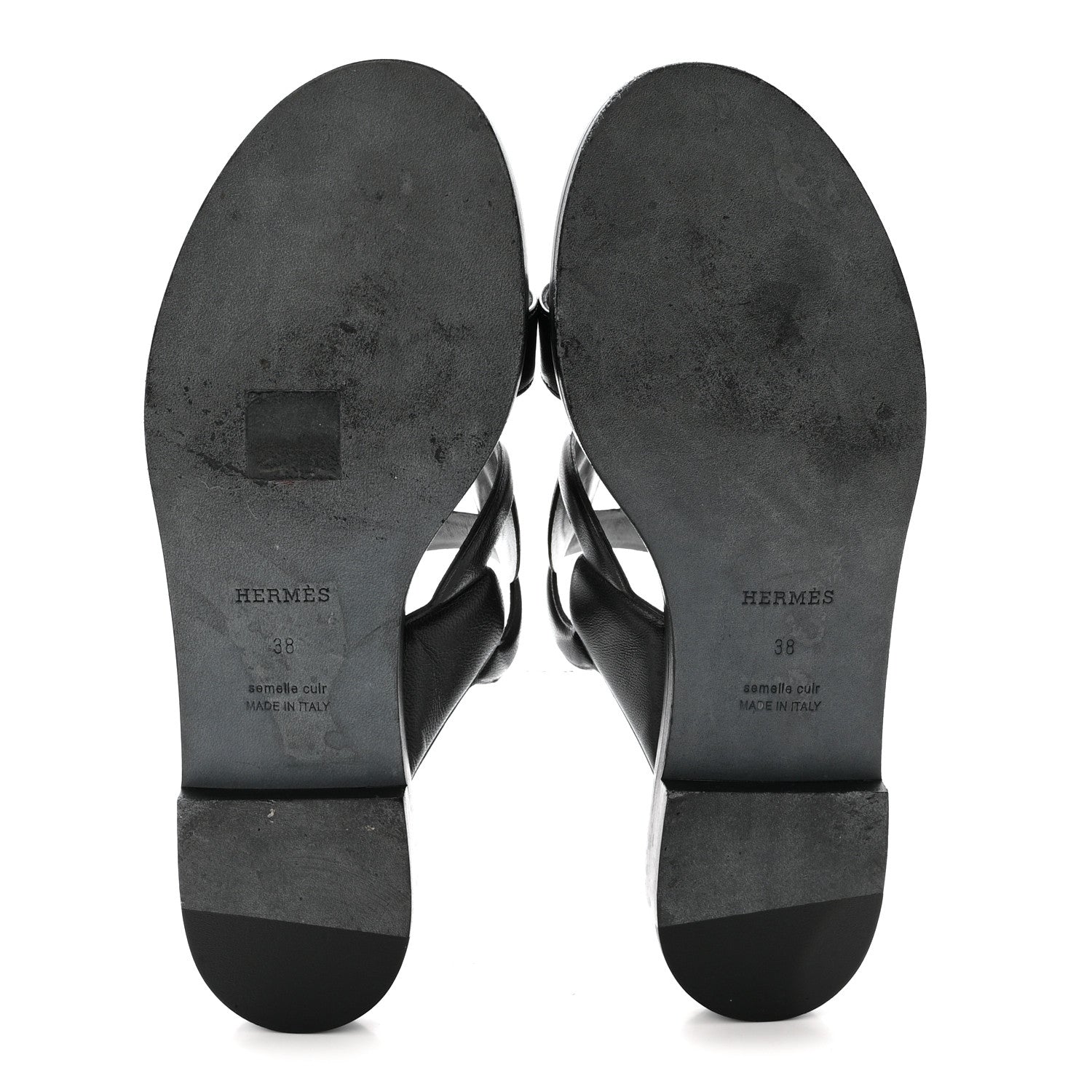 Hermes Nappa Lagune Sandals 38 Black 6 of 9