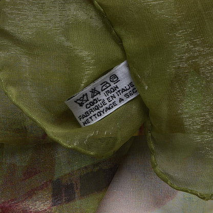 Chanel Silk Blend CC Print Scarf Green Pink 5 of 6