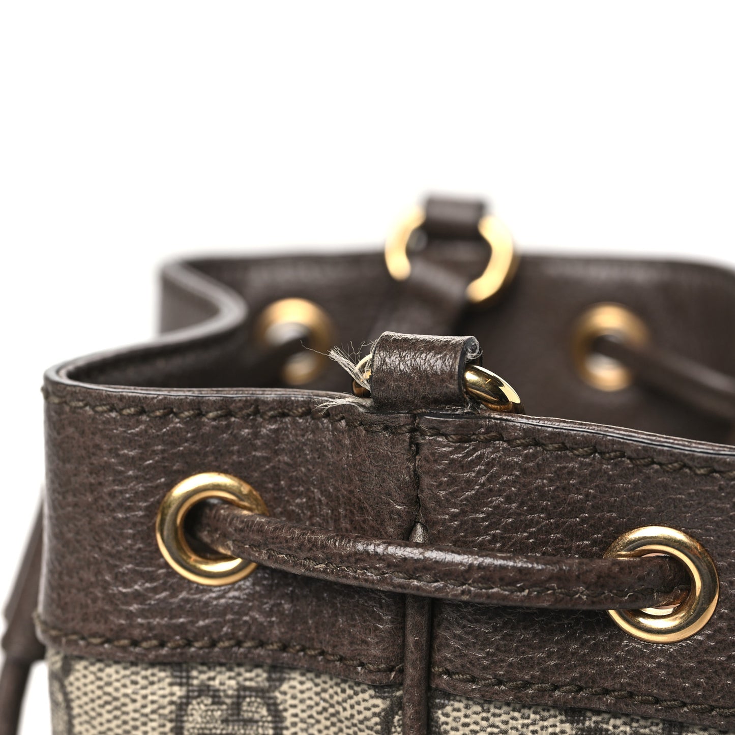 GG Supreme Monogram Web Mini Ophidia Bucket Bag Brown