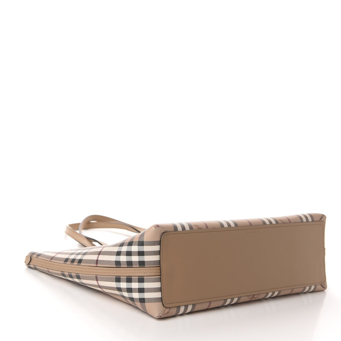 Grainy Calfskin Haymarket Check Medium Reversible Tote Camel