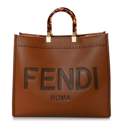 Fendi Vitello King Plexiglass Large Fendi Sunshine Shopper Tote Cuoio 1 of 12