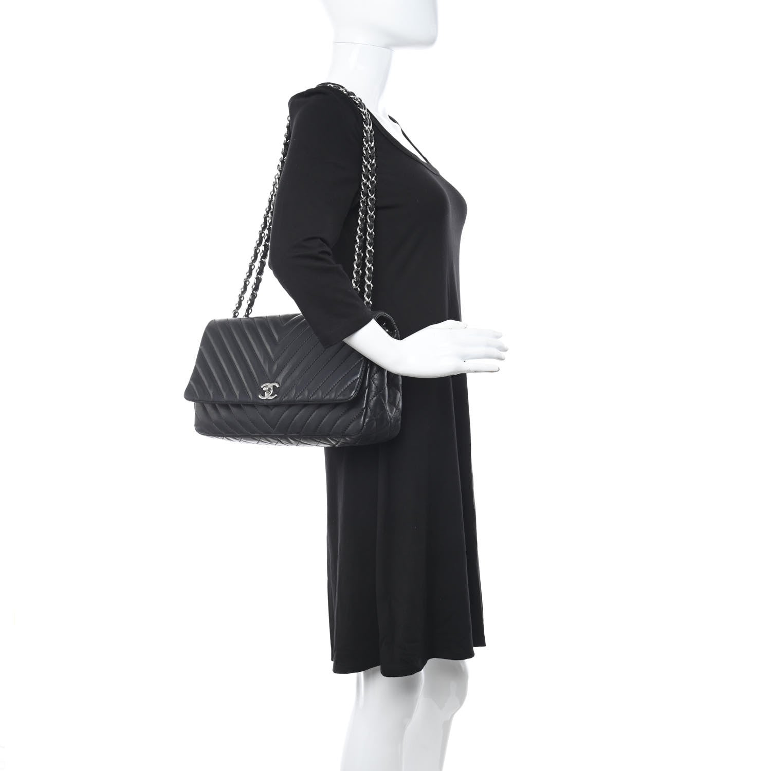 Chanel Lambskin Chevron Quilted Single Flap Black 2 of 11