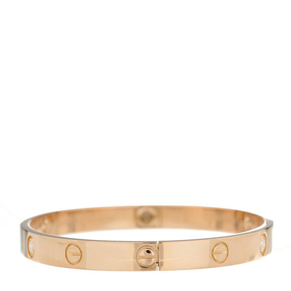 Cartier 18K Pink Gold 4 Diamond LOVE Bracelet 18 9 of 13
