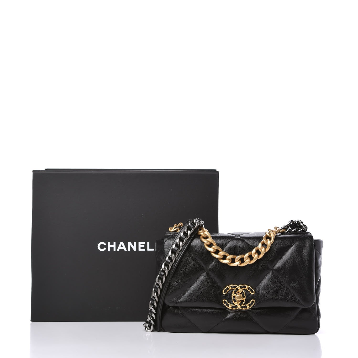 Chanel Goatskin Quilted Medium Chanel 19 Flap Black 11 of 11