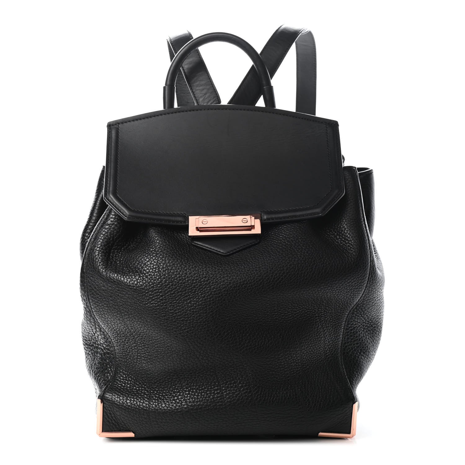 Alexander Wang Pebbled Calfskin Prisma Skeletal Backpack Black Rose Gold Hardware 1 of 4