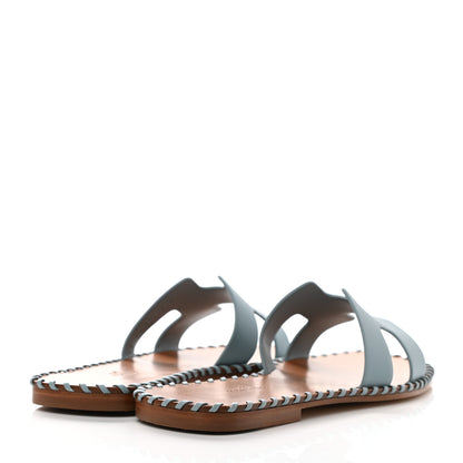 Hermes Box Calfskin Braided Oran Sandals 36.5 Vert D'Eau 4 of 9