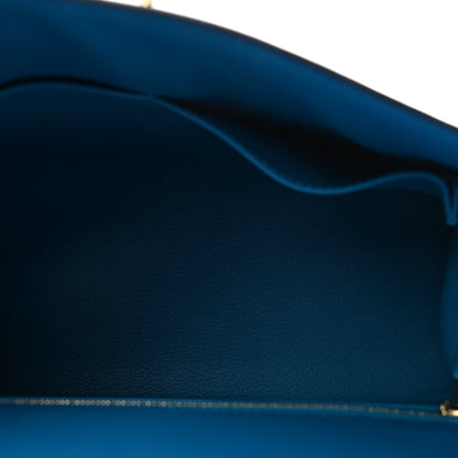 Hermes Epsom Kelly Sellier 28 Bleu Frida 5 of 9