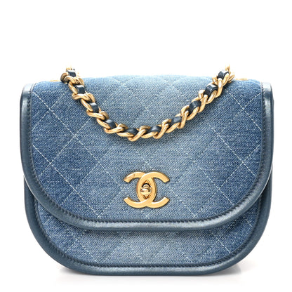 Chanel Washed Denim Quilted Small Messenger Flap Blue 1 of 11