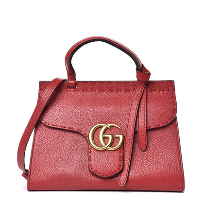 Gucci Calfskin Mini GG Marmont Top Handle Bag Vulcanic Red 1 of 24