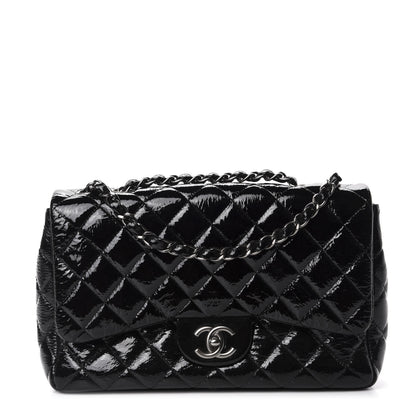 Chanel Distressed Patent Quilted Jumbo Single Flap Black 1 of 11