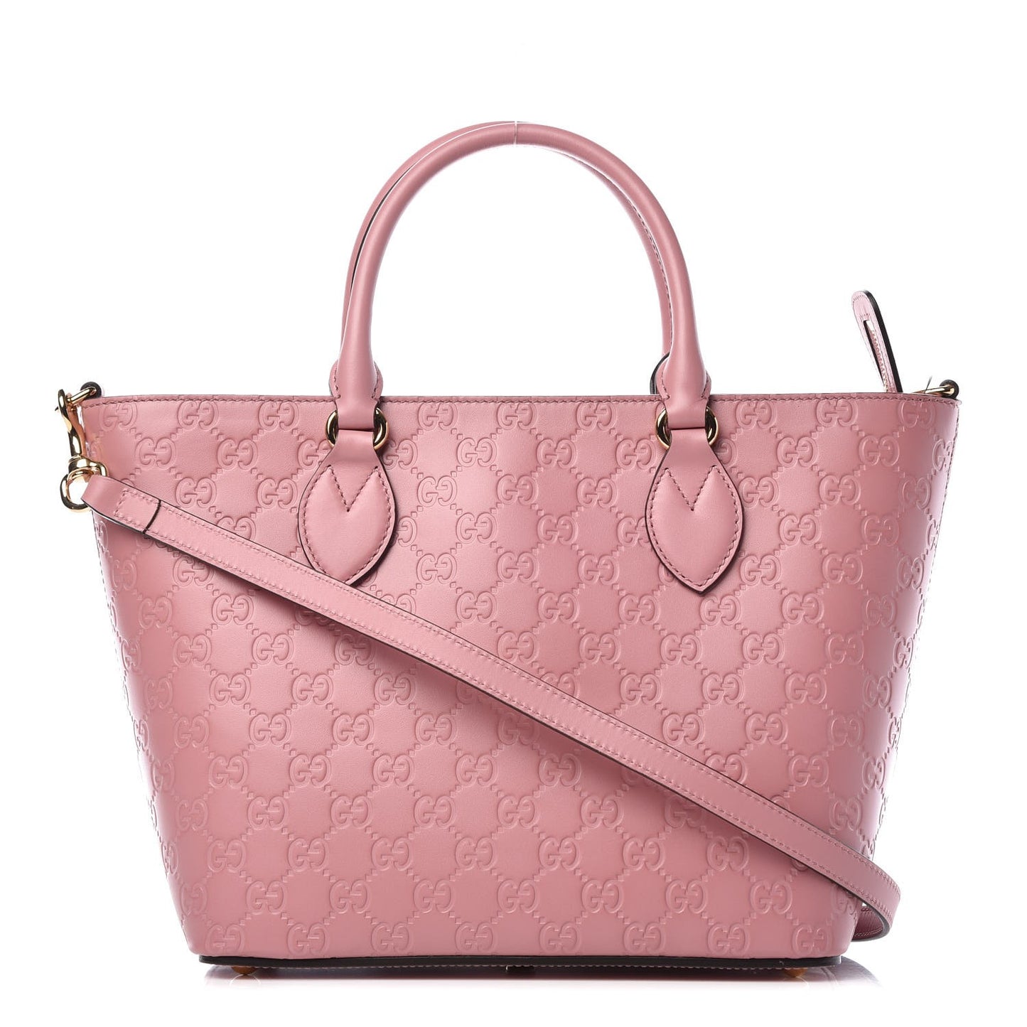 Guccissima Signature Small Zippered Bucket Tote Rose Baby Candy