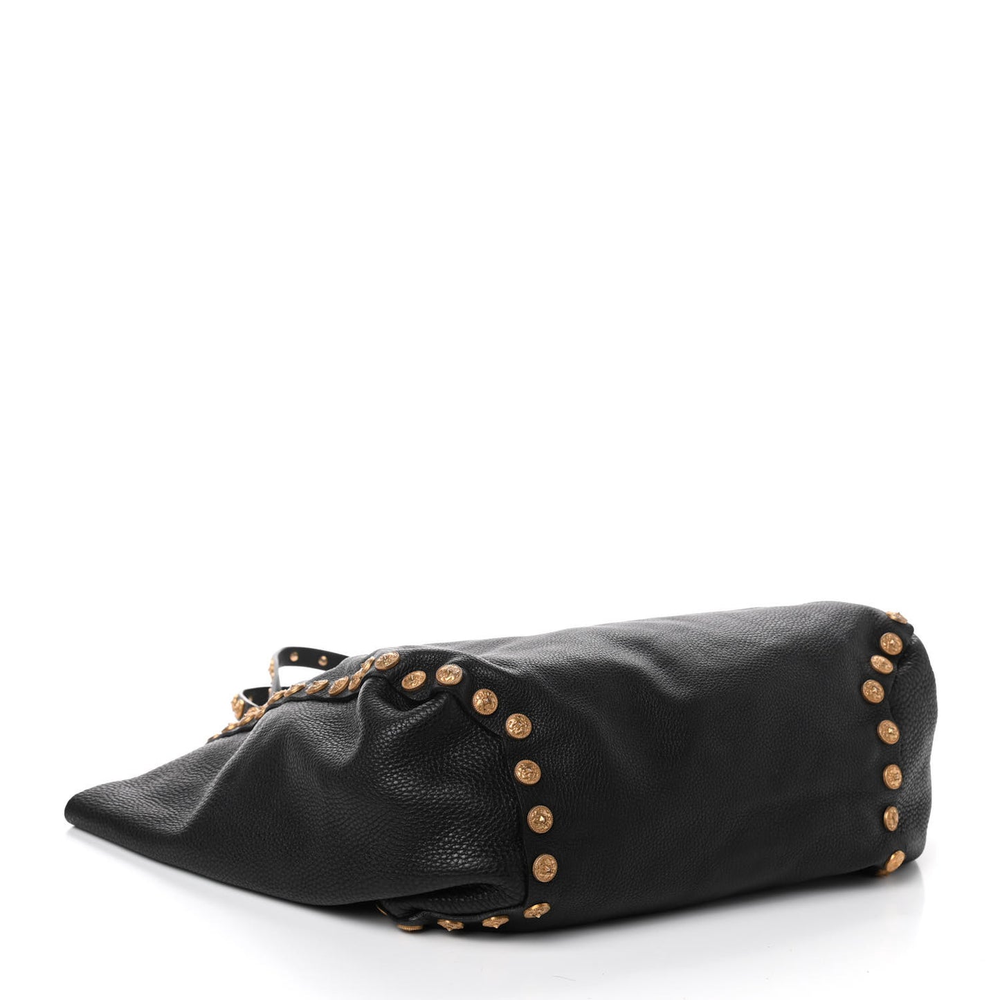 Grained Calfskin Large Studded Zodiac Tote Black