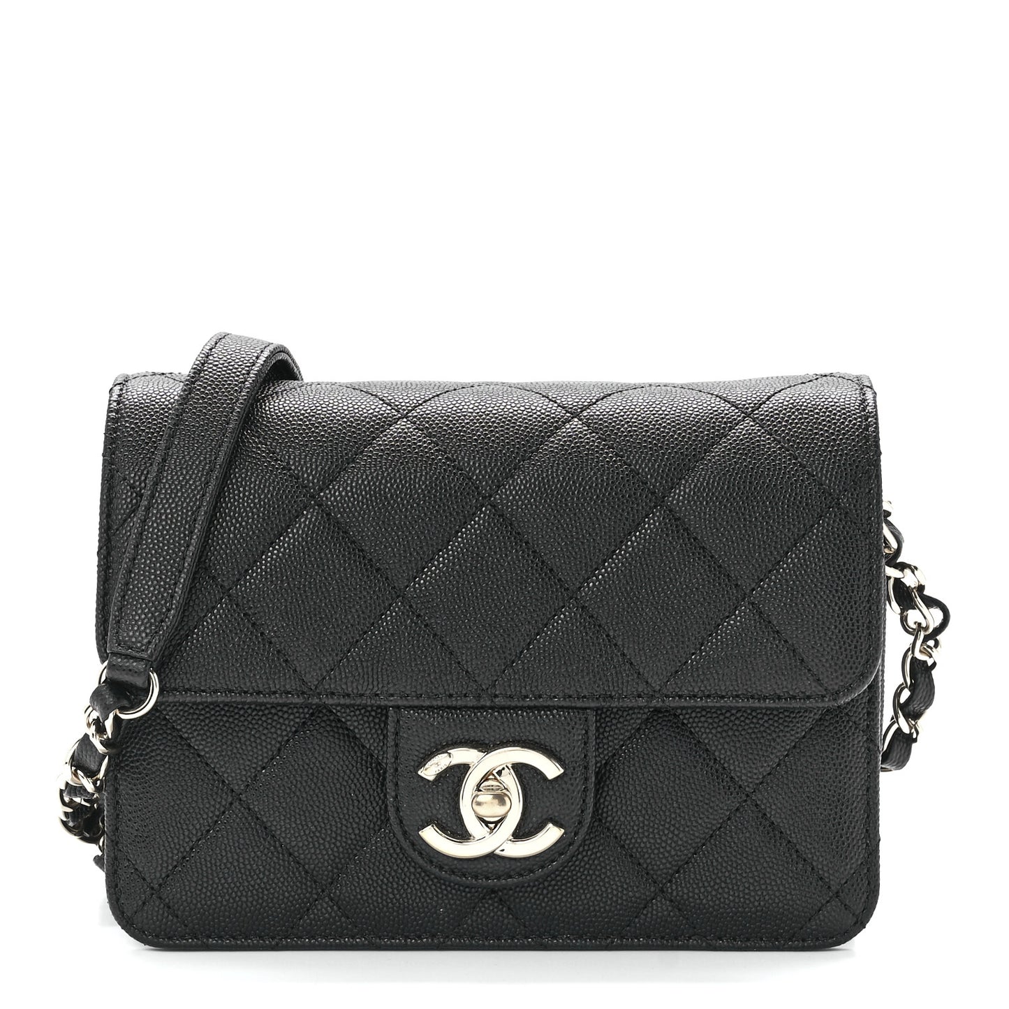 Caviar Quilted Like A Wallet Flap Black